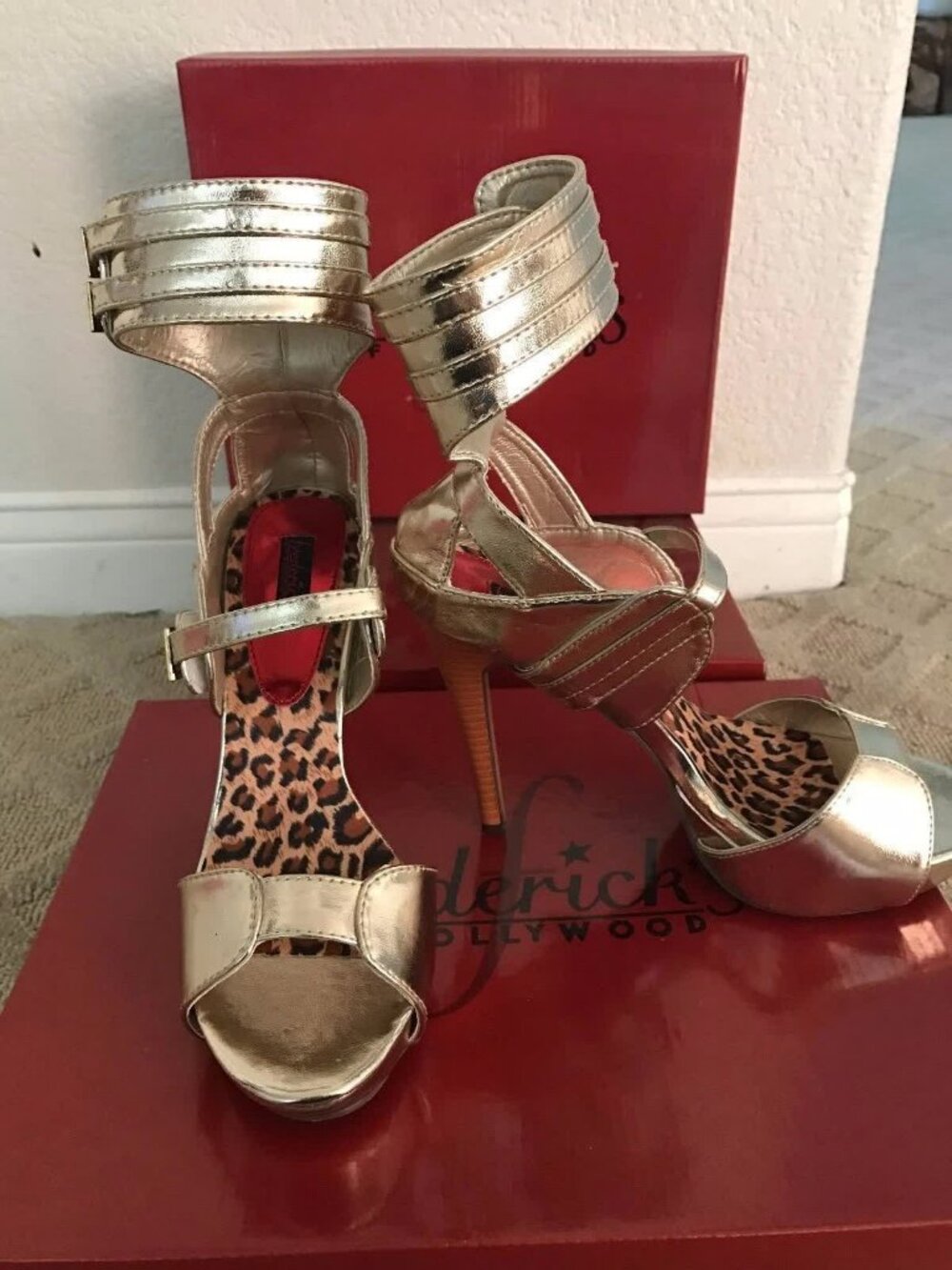 Fredericks of Hollywood 12165-70 Soft Gold Open Toe High Heels
